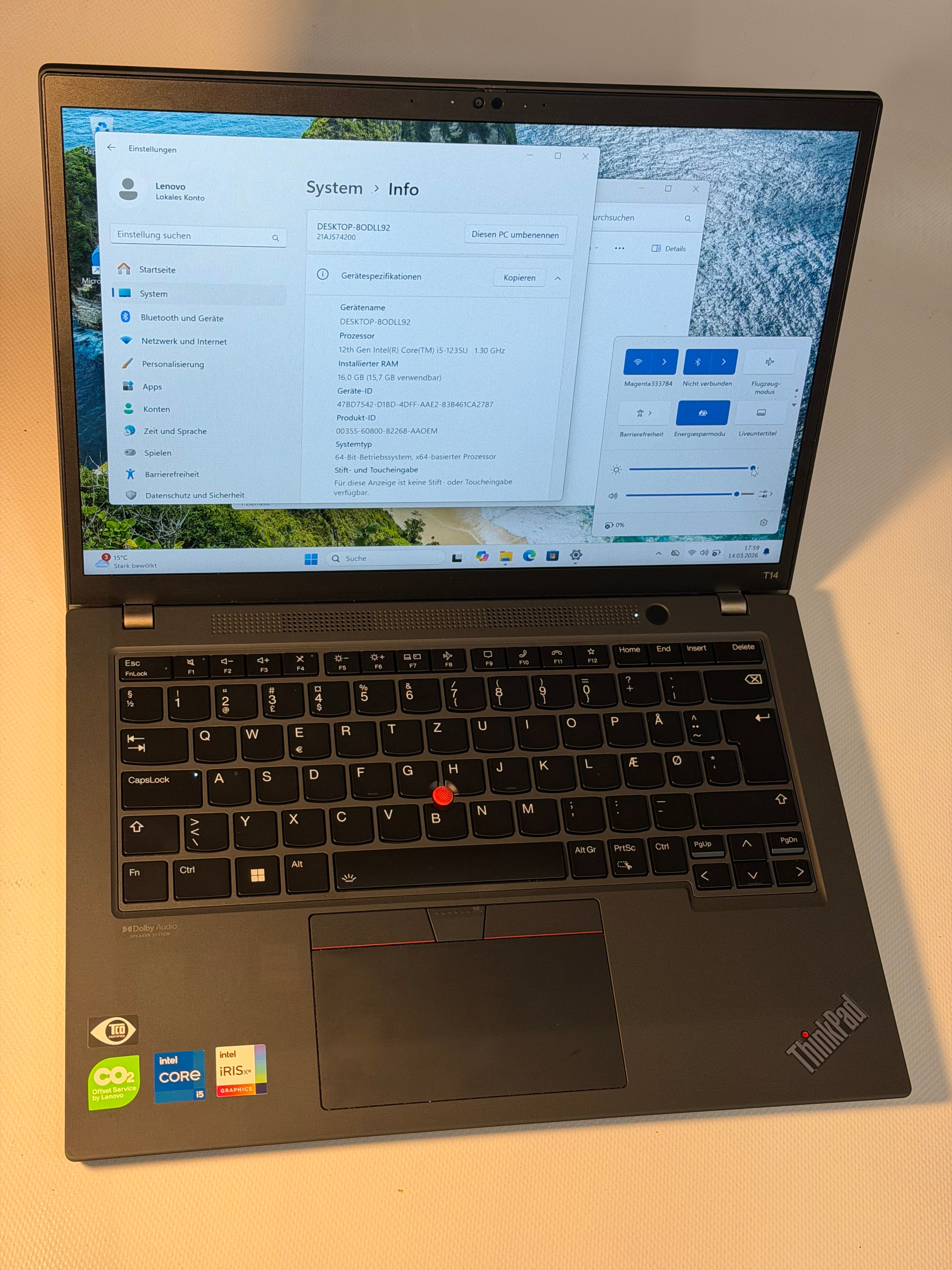 Lenovo ThinkPad T14 Gen 3 – Intel Core i5-1235U, 24 GB RAM, 256 GB SSD, 14" Full HD, Windows 11 Pro