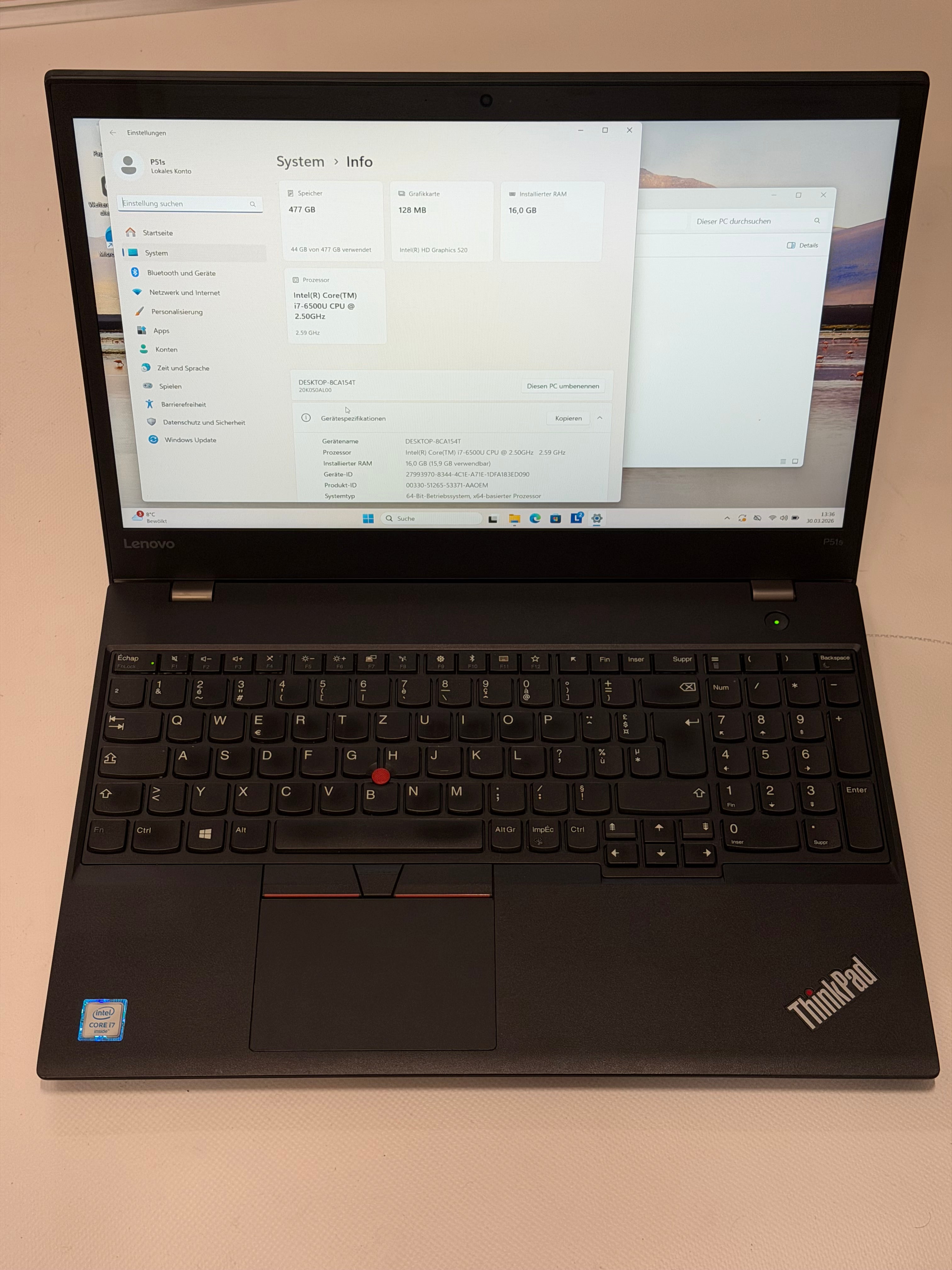 Lenovo ThinkPad P51s # 16GB RAM # 512GB SSD # 15,6" FHD # Quadro M520 # 12 Monate Garantie