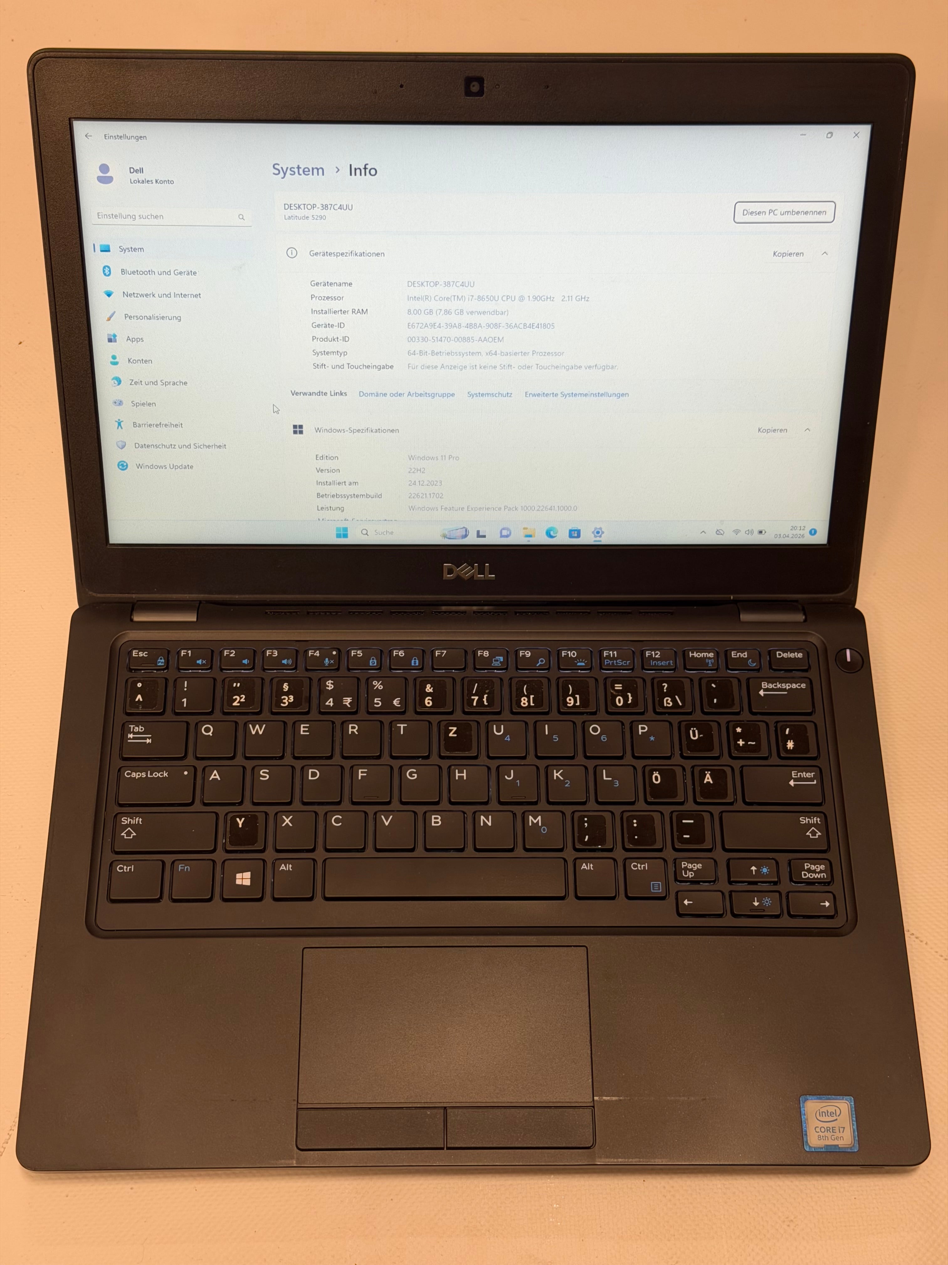 Dell Latitude 5290 | i7-8650U | 8 GB RAM | 256 GB SSD | 12.5"