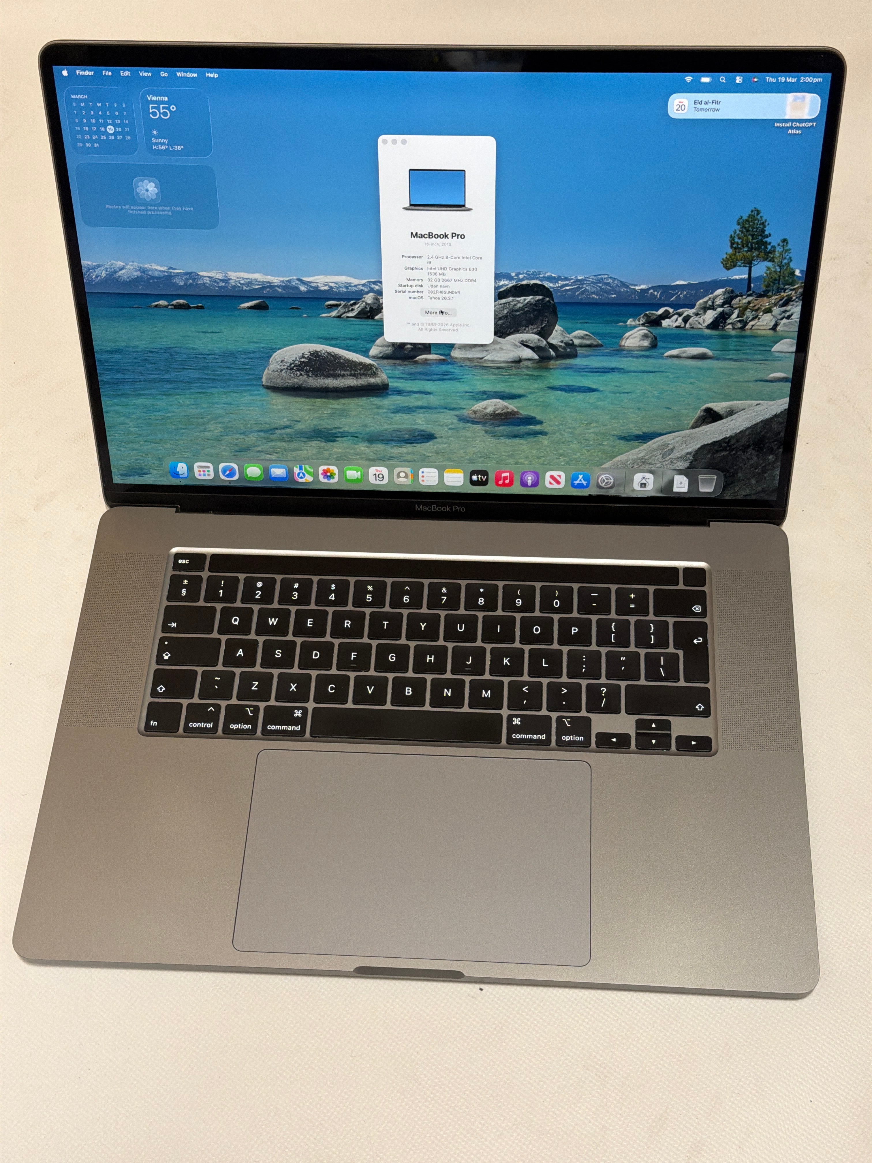 Macbook Pro  2019 16.1