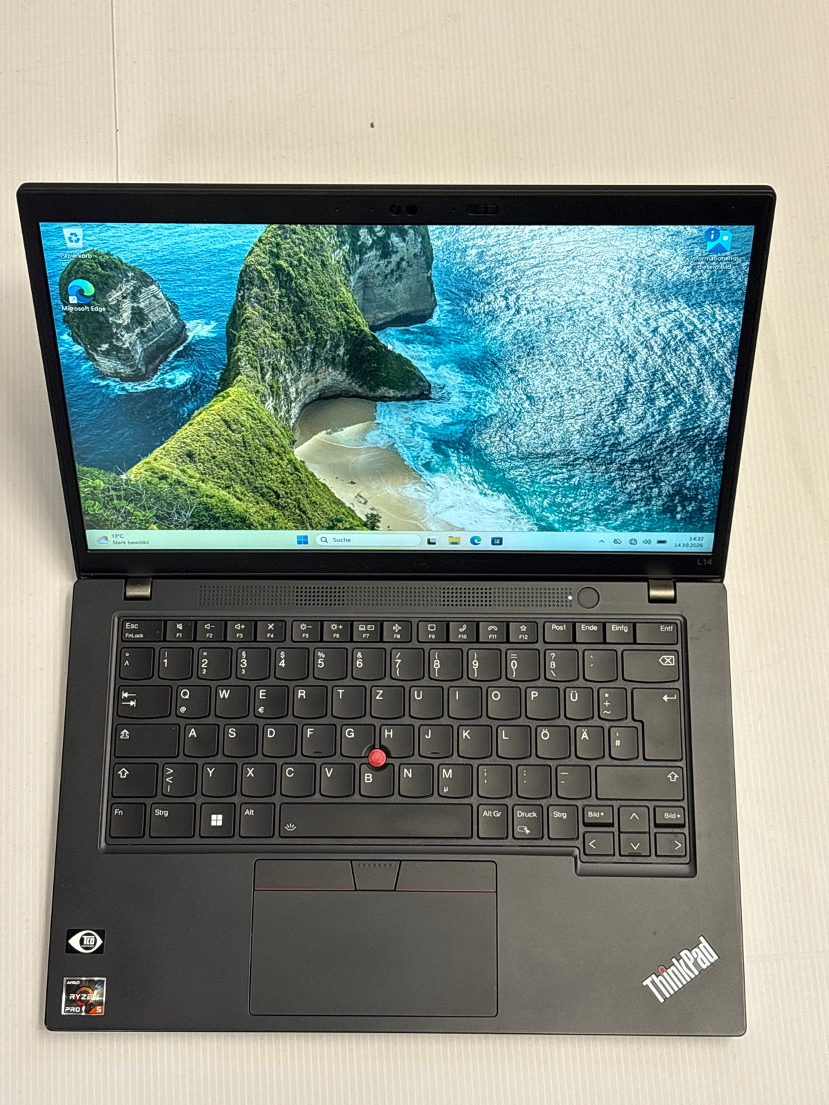 Lenovo ThinkPad L14 Gen 3 – AMD Ryzen 5 PRO 5675U, 32 GB RAM, 512 GB NVMe SSD, 14" Full HD, deutsche Tastatur, Windows 11 Pro | 12 Monate Garantie