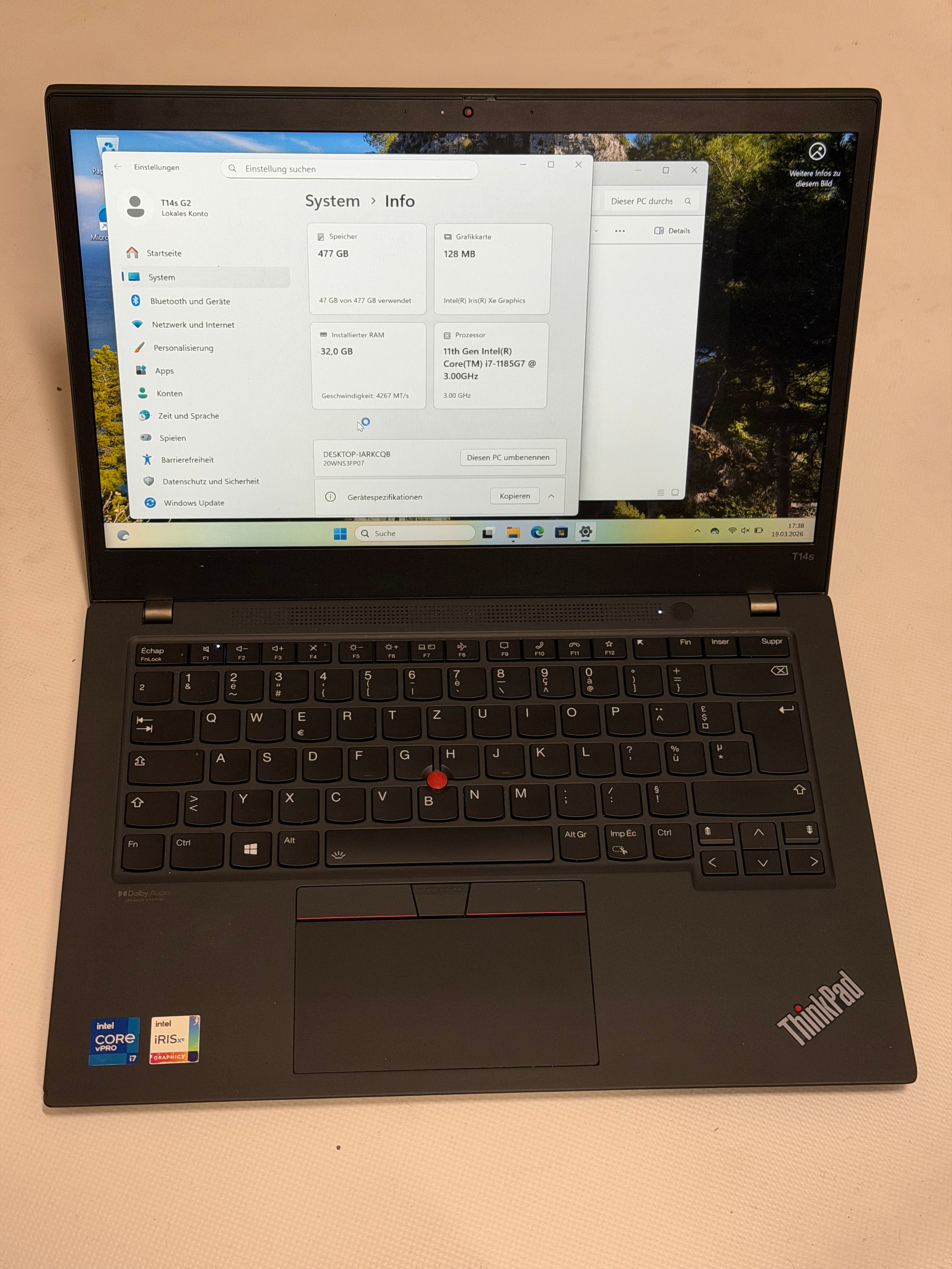 Lenovo ThinkPad T14s Gen 2 – Intel i7-1185G7, 32 GB RAM, 512 GB SSD