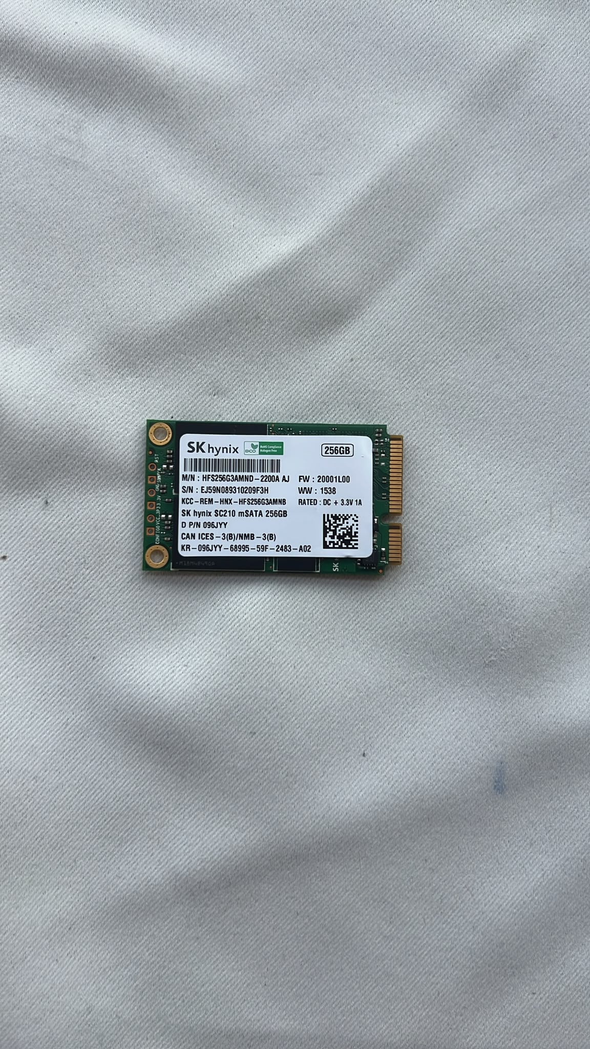 SK hynix SC210 mSATA SSD – 256 GB, SATA, gebraucht und geprüft