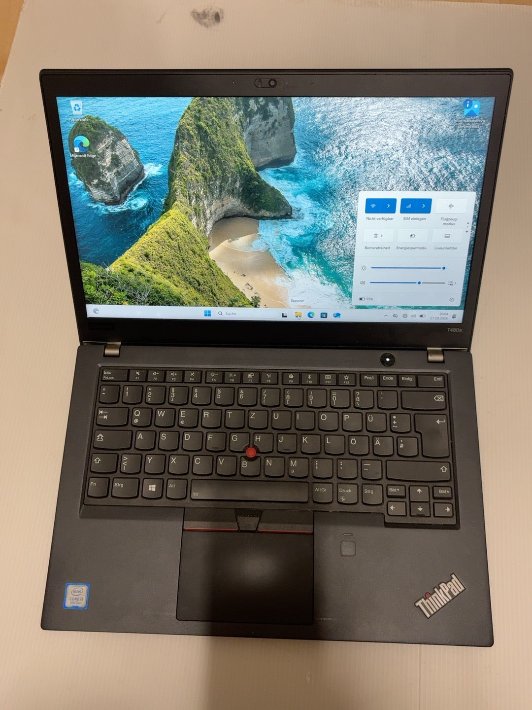 Lenovo ThinkPad T480s – Intel Core i5-8250U, 16 GB RAM, 256 GB SSD, 14" Full HD, kein Touchscreen, Windows 11 Pro | 12 Monate Garantie